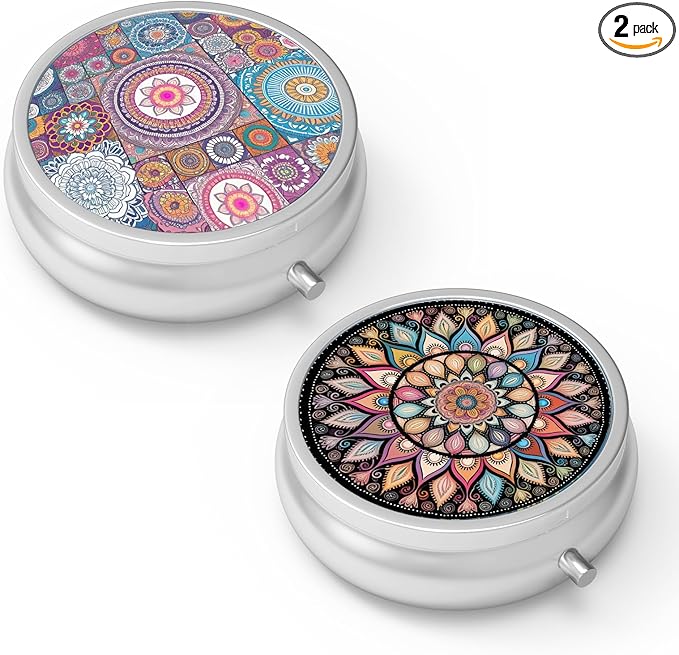 Pill Box 3 Compartment Small Pill Case,Portable for Pocket or Purse Pill Organizer Pill Container Holder to Hold Vitamins, Medication, Fish Oil and Supplements(2PCS)