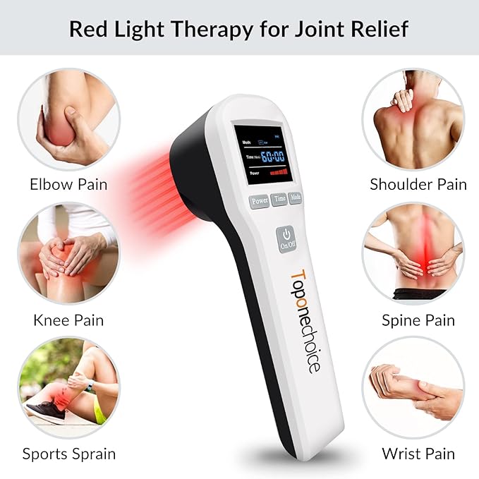 Red Light Therapy Device, 4x808nm+16x650nm, Infrared Red Light Therapy for Body Pain Relief, Knee Feet Back Leg Muscle Relax, Red Light Therapy Machine for Human Body and Pets Dogs Horses