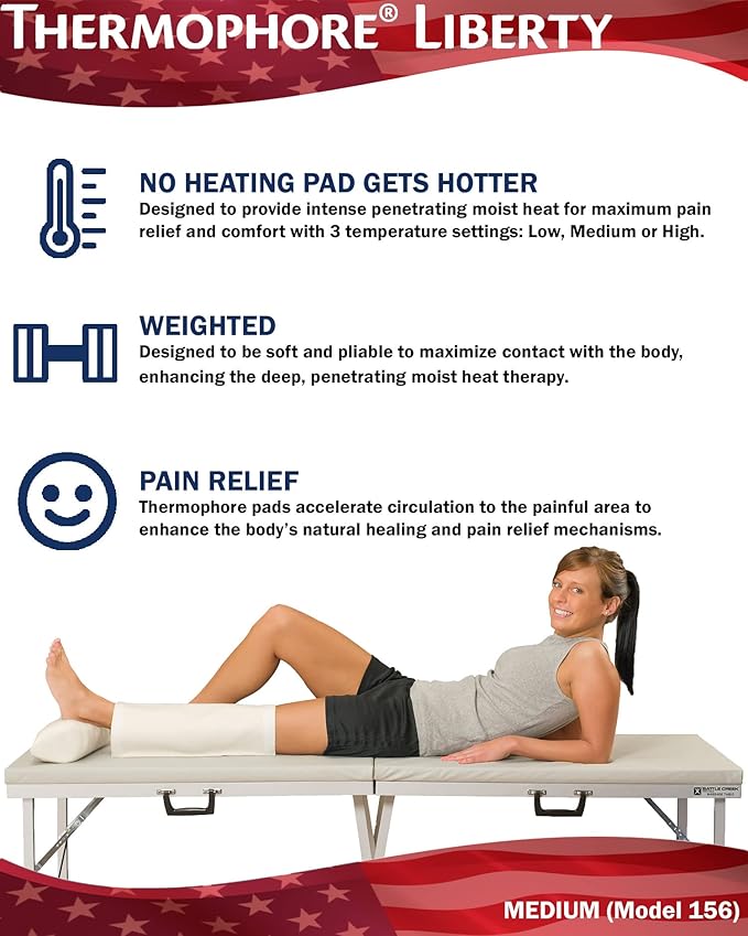 Assembled i - Thermophore Liberty 2 Moist heating pad for arthritis, back, neck, shoulder pain & cramps relief - Electric, 3 Temperature Settings with auto shut off, and specialty cover, Med 14" x 14"