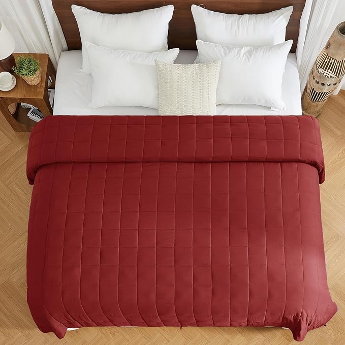 yescool Weighted Blanket for Adults (30 lbs, 88” x 104”, Red) Cooling Heavy Blanket for Sleeping Perfect for 290-310 lbs, King Size Breathable Blanket with Premium Glass Bead
