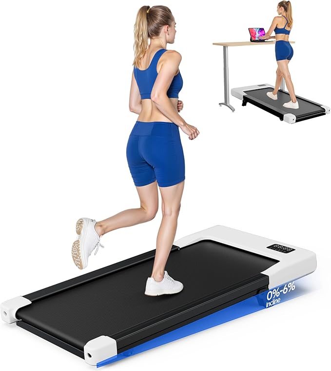 SupeRun Walking Pad with Incline, Under Desk Treadmill, 3 in 1 Portable Treadmills for Home with Remote Control LED Display, 2.5 HP Quiet Mini Treadmill for Office Home Use, 300 Lbs Capacity