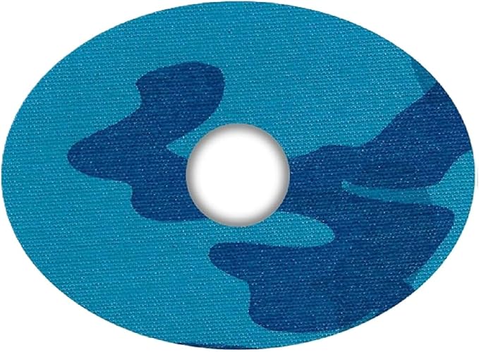 GrifGrips Oval CGM Adhesive Patches — CGM Covers Sensor Patch Overpatch Compatible for Libre 2/3, Guardian 4, Enlite Sensor - Original Adhesive Pack of 15 - Blue Camo