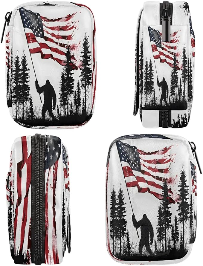 American Flag Orangutan Woods Travel Pill Organizer Box Weekly Portable Pill Case Daily Pills 7 Day Small Birth Control Pills Container Removable Compartments for Medicine Vitamins Fish Oil