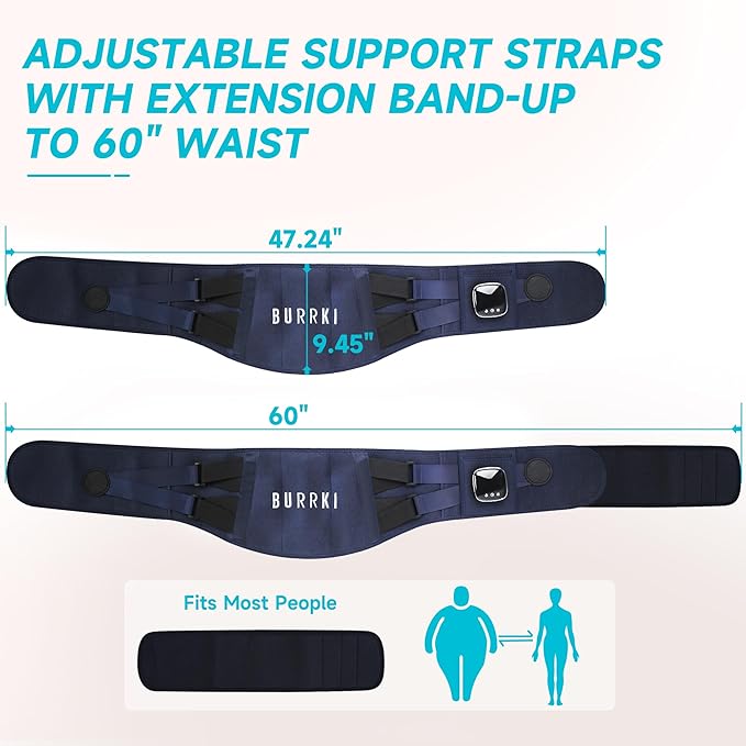 Cordless Heating Pad with Massager for Back Pain Relief, HSA Eligible FSA, 47-60" Lower Portable Back Heating Pad for Cramps with 3 Heat&Timer, 5 Vibration Back Brace Gift for Mother Father Men Women