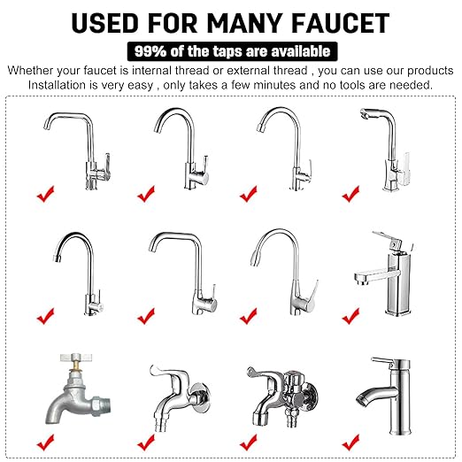 3 Pack Sink Water Filter Faucet, 360° Rotating Faucet-Mount Water Purifier with 10 Filter Cartridges, Removes Chlorine, Fluoride & Heavy Metals from Hard Water for Kitchen & Bathroom