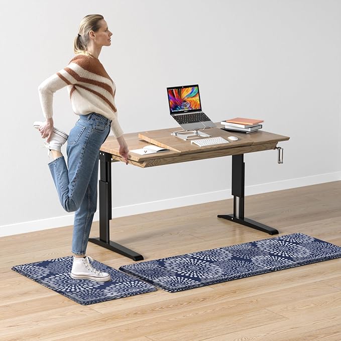 LuxStep Kitchen Mat Cushioned Rugs Anti-Fatigue Mats for Kitchen Floor,Waterproof Non-Slip Mats and Rugs Set for Office,Floor,Laundry 17.3"×30"+17.3"×47",Blue