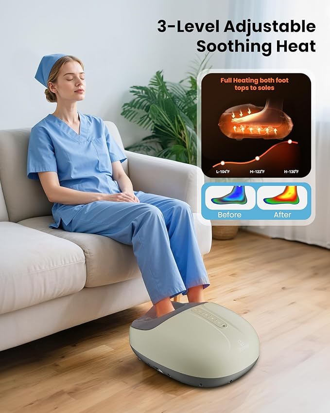 COMFIER Shiatsu Foot Massager with Heat,Compression, Kneading & Rolling, Electric Feet Massager for Plantar Fasciitis, Foot Warmer Size Up to 15", Gift for Men Women
