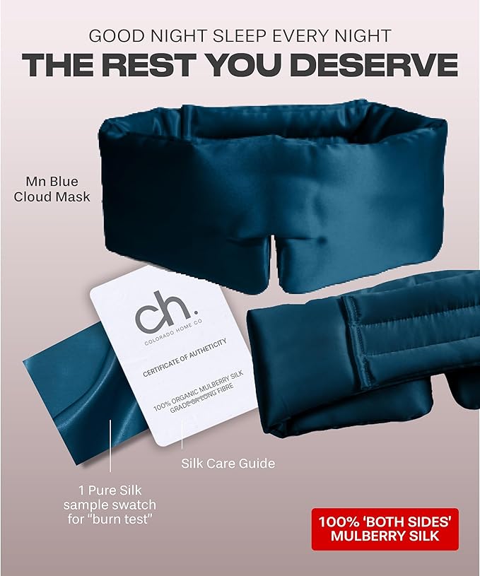 SUNDAYSILKS™ | Adjustable Silk Sleep Mask for Side Sleeper | Cloud-Like Comfort, Weighted for Deep Sleep | Soft Sleep Face Mask for Women & Men, Full Blackout, Cooling Silk Eye Mask for Sleeping