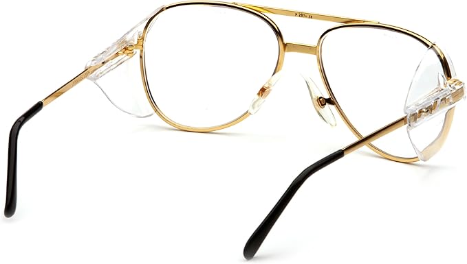 Pyramex Pathfinder Aviator Safety Glasses with Gold Frame and Clear Lens