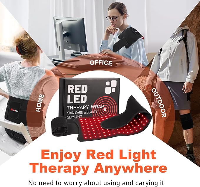 Red Light Therapy Belt for Body-660nm & 850nm Infrared Light Therapy Wrap, 3-in-1 Chip 120 LEDs Bead Adjustable Pad for Body, Home Use with Controller