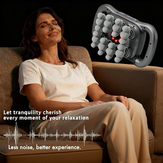 24-Head Deep Tissue Massage Gun Set – Portable Percussion Massager with 9 Modes & 9 Intensities, Quiet Rechargeable Handheld Body Massager (Gray)