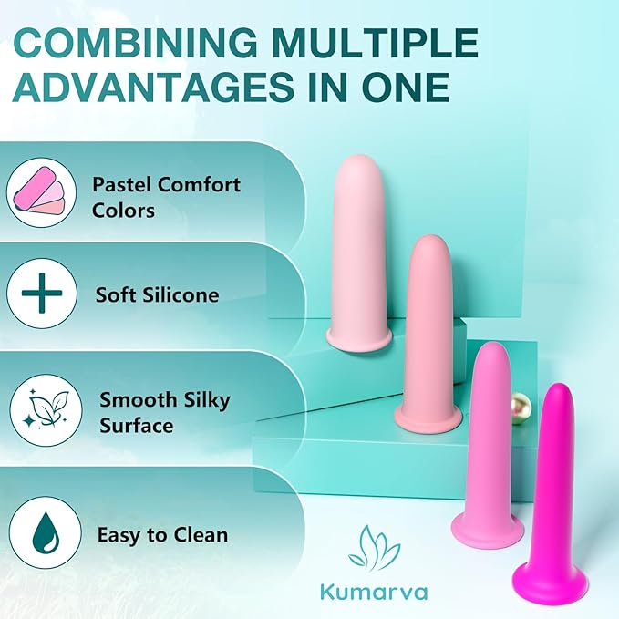 Vaginal Dilator Pelvic Floor Set - Silicone Wands Pelvic Floor Muscle Exercise Devices Dilators, 4 Sizes Pelvic Floor Support Kit Nesting Vaginal Trainer Stretcher Tool Massager for Women