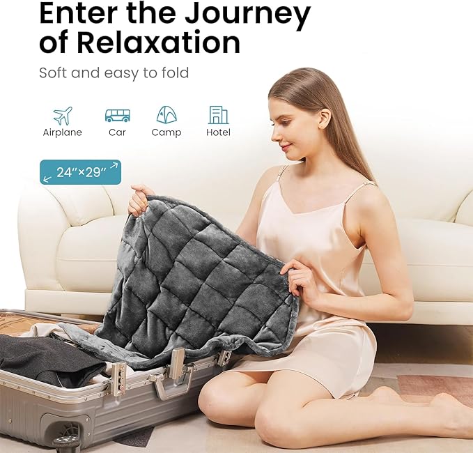 NOWWISH 5lbs Weighted Heating Pad for Women, Electric Heated Weighted Blanket with 6 Heat Settings, Timer & Auto Shut-Off, Relief for Period Cramps, Back Pain, Lap, Machine Washable, 29x24 inch, Grey