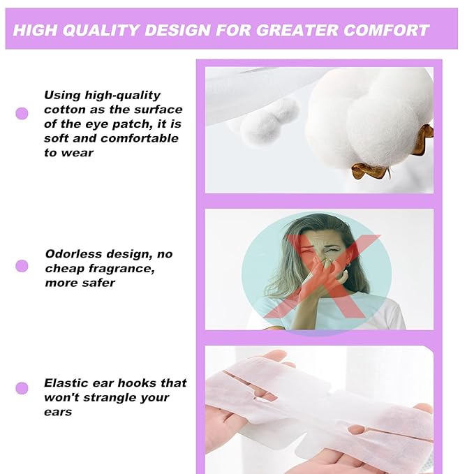 50 Packs Steam Eye Mask for Dry Eyes, Self Heated Warm Compress, Lavender Scented, Hypoallergenic, Nonwoven Fabric, Sleep Mask
