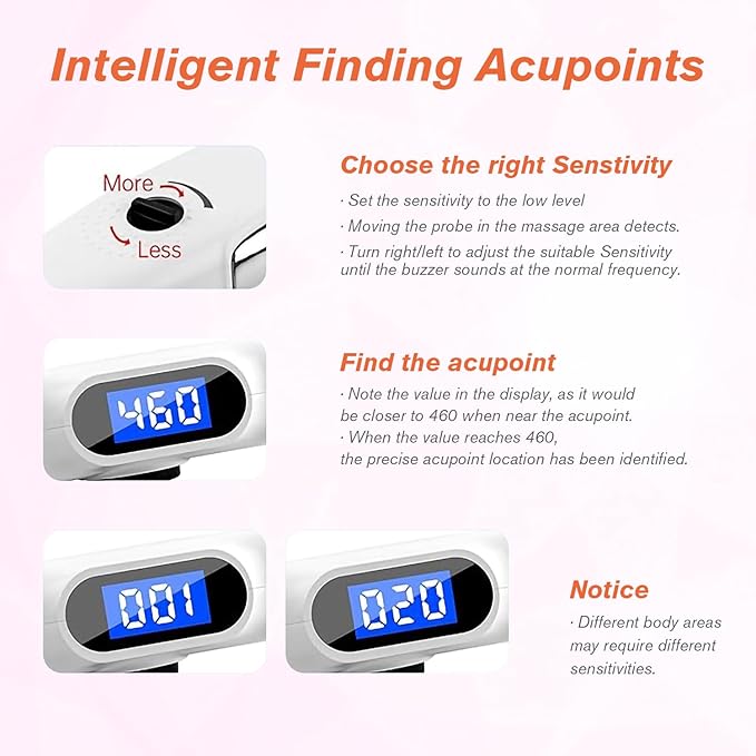 Electronic Acupuncture Pen for Pain Relief and Circulation, Rechargeable Meridian Energy Acupressure Pen Find Acupoints Automatically with 20 Levels Intensity and 3 Modes