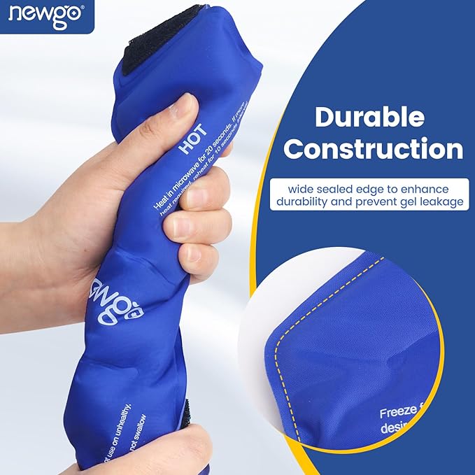 NEWGO Ankle Ice Pack Wrap for Sprained Relief, Ice Pack for Ankle Inuries Reusable, Cold Therapy for Ankles Swelling, Post Surgery Recovery - Blue