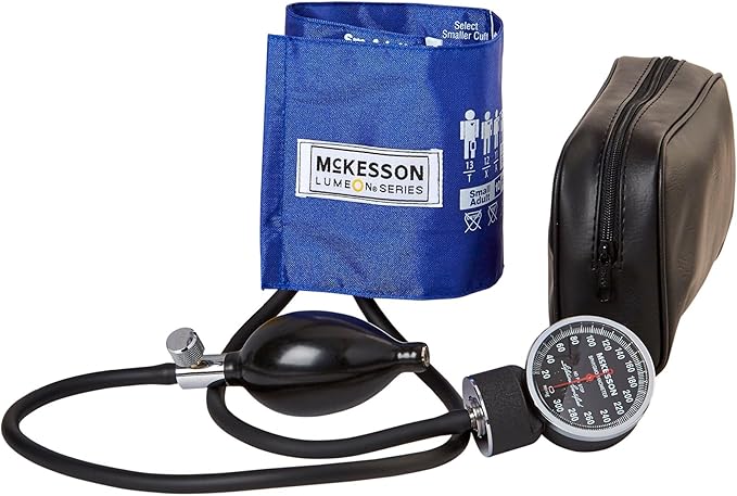 McKesson Aneroid Sphygmomanometer – Manual Blood Pressure Cuff Monitor with Carrying Case, Cuff 19-27 cm, Royal Blue, 1 Count