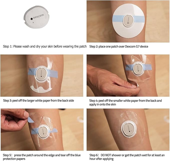 55Packs Adhesive Patches for Dexcom G7 Adhesive Patches -Waterproof & Sweatproof Adhesive for Long Stay, Pre-Cut Adhesive Medical Tape, Continuous Glucose Monitor Sensor Cover, Easy to Apply CGM Patch