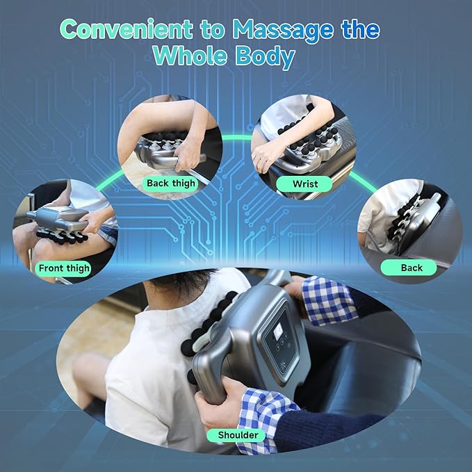 24-Head Massage Gun Set, With 99 Levels & 9 Modes, Massage Gun Deep Tissue, Legs, Waist, Neck and Back Massager for Muscle Pain Relieve, Quiet & Powerful Full Body Massager for Muscle Recovery (Gray)
