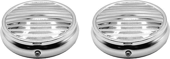 Set of 2 Circular Embossed Triple-Compartment Pocket Purse Pill Box & Organizer (Silver Lines)