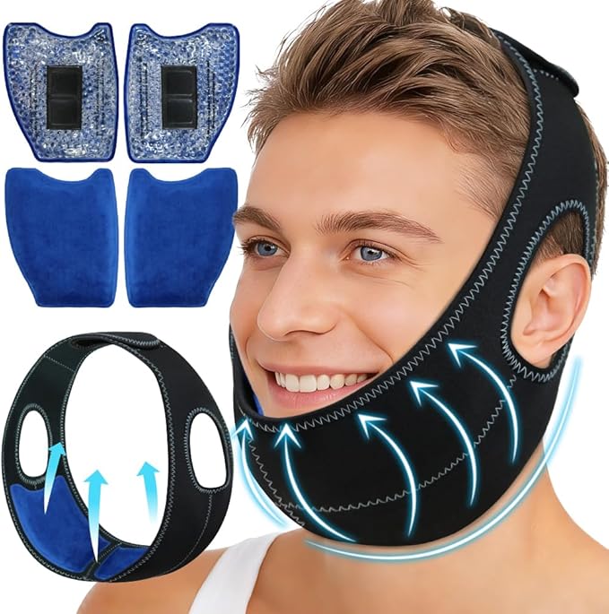 Wisdom Teeth Ice Pack Head Wrap Jaw Face Ice Pack with 4 Gel Packs for Wisdom Teeth Removal Extraction Toothache Pain Relief Facial Face Oral Surgery TMJ Tonsillectomy Recovery Cosmetic Procedure