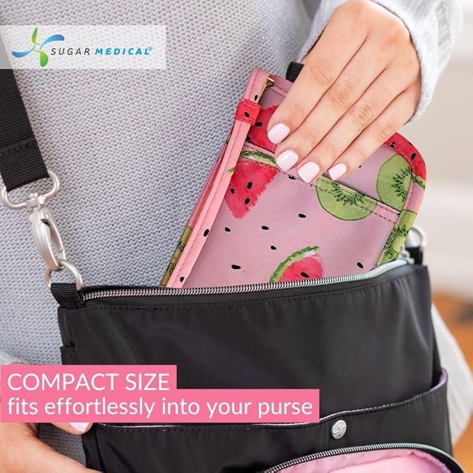 Sugar Medical Diabetes Supply Case | Medical Supplies Travel Bag | Glucose Meter Organizer | Diabetic Care Products | Glucometer Kit (Watermelon)