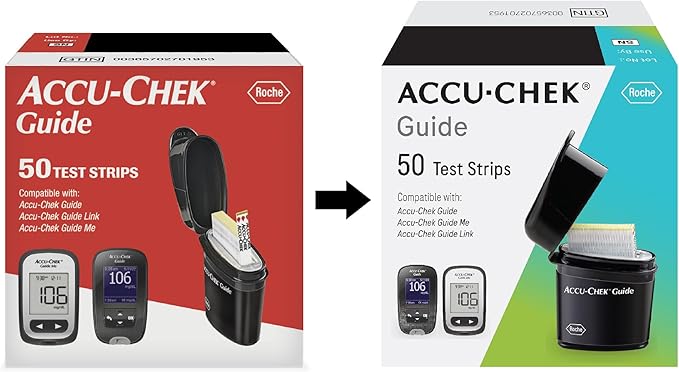 Accu-Chek Guide Glucose Test Strips for Diabetic Blood Sugar Testing (Pack of 50)
