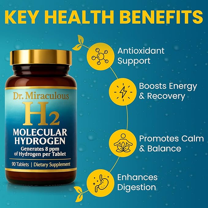 Hydrogen Water Tablets | 90CT Molecular Hydrogen Tablets for Drinking Water | H2 Molecular Magnesium Supplement for Athletic & Cognitive Performance | Non-GMO & Gluten Free 45 Serving