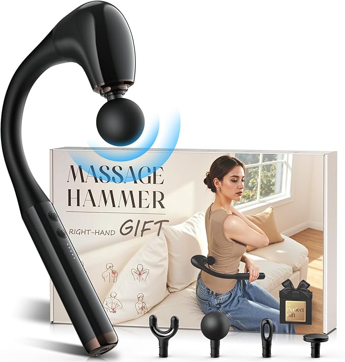 FVZ Massage Gun with Upgraded Extension Handle, 10MM Massage Gun Deep Tissue, Back Massager, Muscles/Neck/Shoulders/Waist/Legs Massager Portable for Pain Relief, Gifts for Men