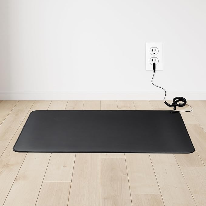 Grounding Mat for Sleep,Pain,Energy,Balance,Relief,Wellness,Inflamation. Earthing Grounding Mat for Home,Office,Work. 20FT Cord,24x16,Conductive Carbon Mat.