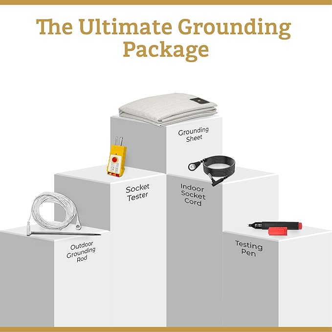 Grounding Sheets Queen Size - Organic Cotton & Silver Fibre Earthing Sheets for Bed - Grounding Rod & Cord Included for Indoor or Outdoor Use