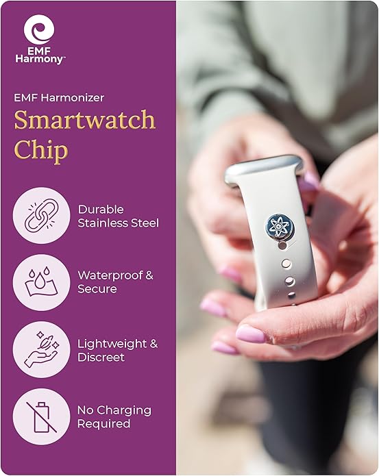 EMF Harmony Smartwatch Chip – Discreet Stainless Steel Bioresonance Rivet Accessory for Apple Watch, Garmin, Fitbit & Fitness Bands – Everyday Balance in a Wireless World