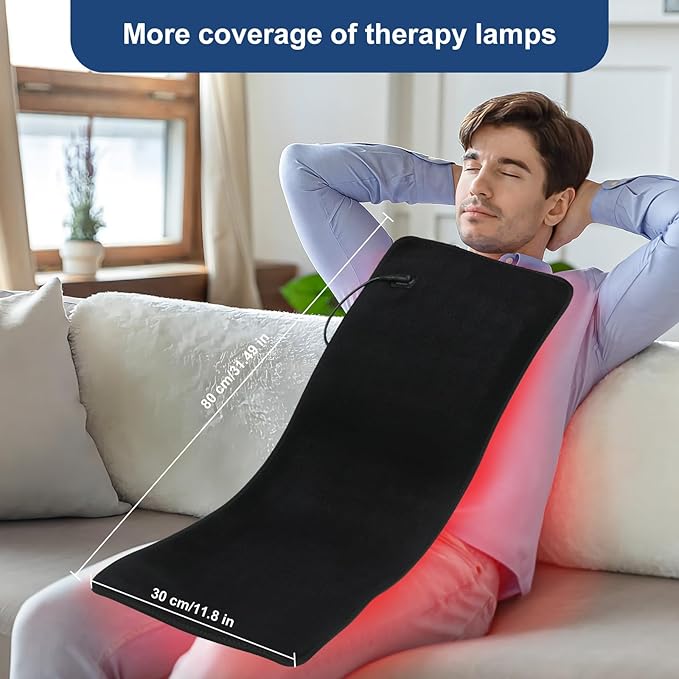 Red Light Therapy Pad 31.5" x 11.8" Large Mat 660nm & 850nm Infrared Light Therapy Devices Wearable Wrap Belt for Full Body Shoulders Waist Back Knee Joint Muscle Pain Relief