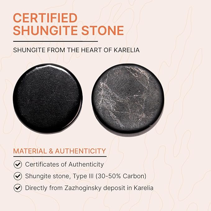 Protection Shungite Stickers 7 pcs for Cell Phone Case Tablet Laptop Computer | Polished Round Plates with Fullerenes | Authentic Shungite Stones Shield for Gadgets S591