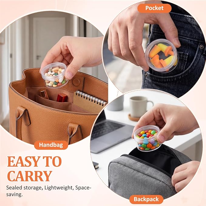HEALLILY 10pcs Small Pill Case Clear Round Plastic Storage Containers Pill Box Earplug Storage Box with Lids
