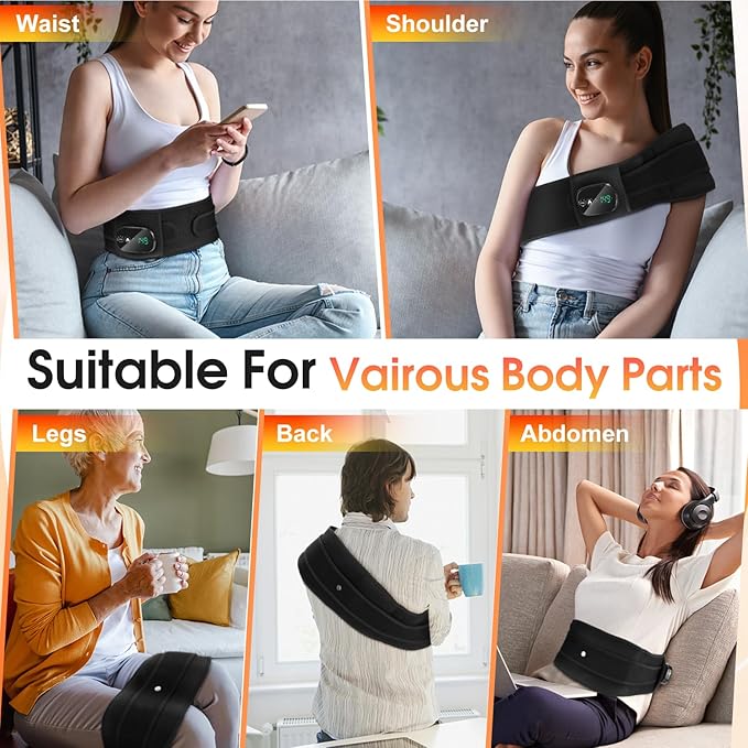 Electric Heating Pad for Back, FSA Eligible HSA, XL Cordless Heated Back Belt Wrap with 3 Heating and 3 Vibration Modes, 5000mAh Battery Operated Lower Back Massager, Heated Pad for Back