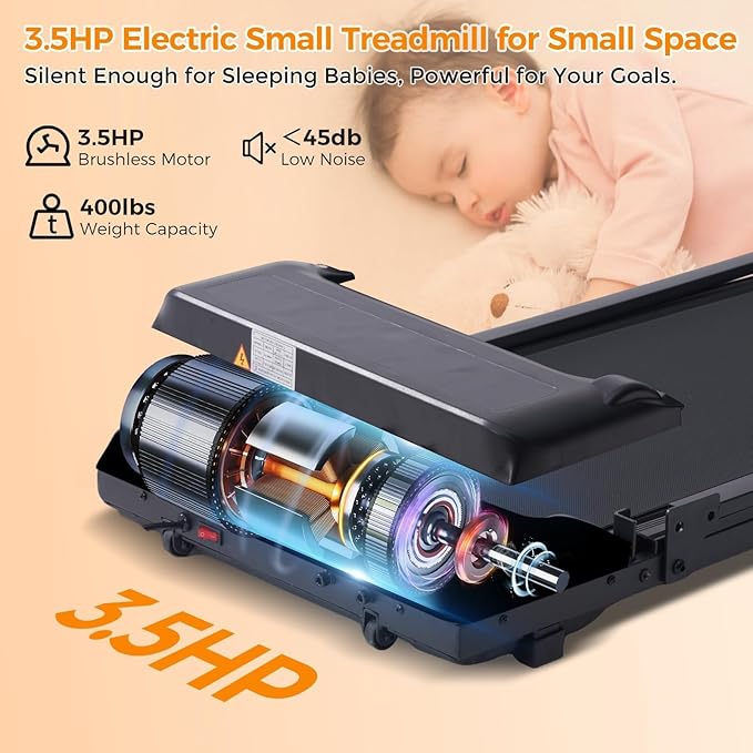 Walking Pad with Handle Bar and Incline, 3.0HP Under Desk Treadmill for Home Small Space, 0.6-7.6MPH Portable Walking Pad Treadmill with Handles, 350LBS, 2026 Upgrade