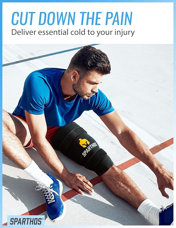 Sparthos Ice Packs for Injuries - Reusable Soft Gel Hot Cold Icepack - Medical First Aid Pain Relief Injury - Wrap Flexible Pack - Icing Compress Therapy - Fits Thigh, Back (Large + Cover, Pack of 1)