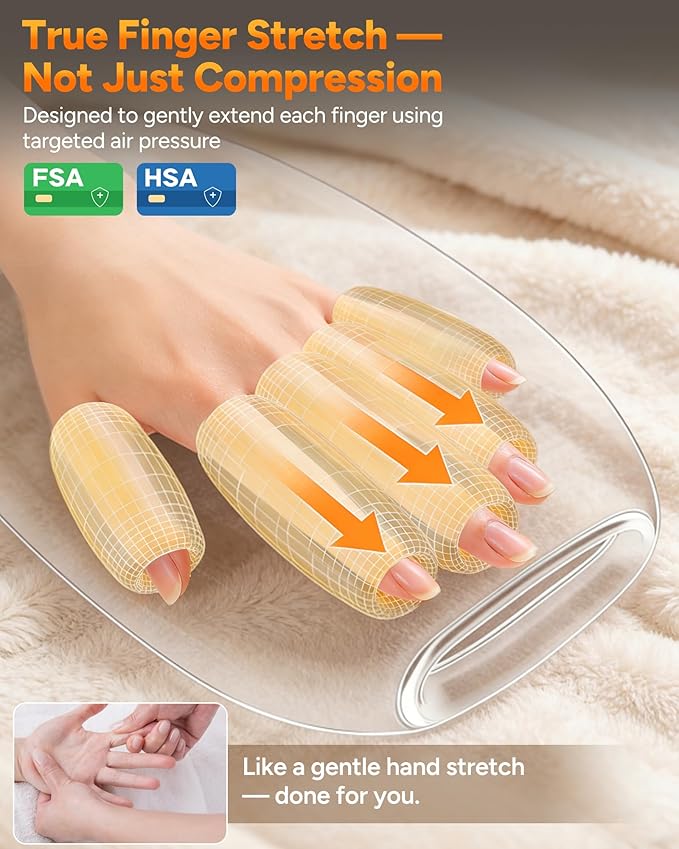 Hand Massager with Heat and Compression : Hand and Wrist Massager with Customizable Modes, Finger Stretch Function, Visual Display, Palm Roller - Daily Comfort for Women, Men, Home, Office Use,Black