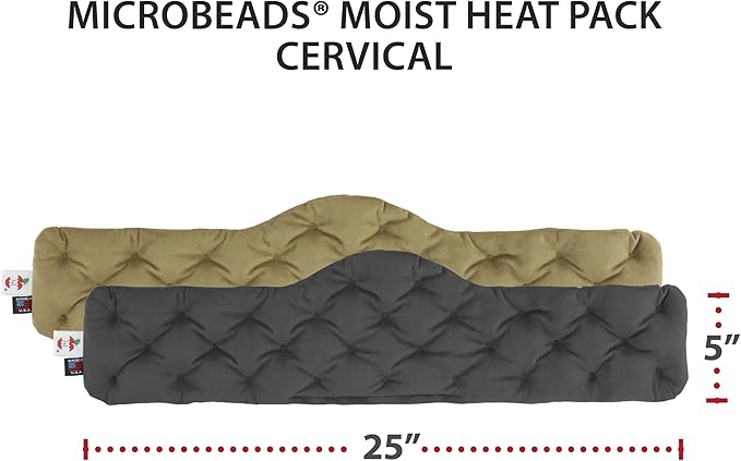 Core Products MicroBeads Moist Heat Therapy Microwave Pack 5" X 25" | Reusable Moist Heat Pad for Neck with Soft Fabric and Heating Beads