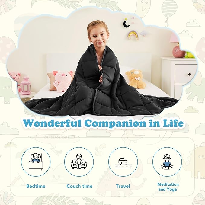 CuteKing Weighted Blanket (7lbs, 40"x 60", Grey) Heavy Blanket for 60-80lbs, Breathable Microfiber Material with Glass Beads All-Season Summer Fall Winter Soft Thick