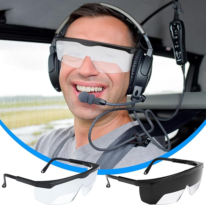 2 Set Aviation Flight Training Glasses Adjustable View Limiting Goggles Device, Tag Light Gun Signal(Clear, Black)