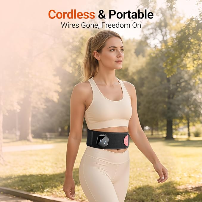 Comfytemp Red Light Therapy Massage Belt with Vibration, Wearable Flexible Near Infrared Lower Back Massager for Waist Belly, Gifts for Women Mom, 660nm & 850nm