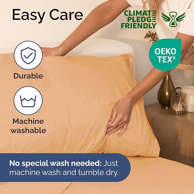 Twin Size 3 Piece Sheet Set - Extra Soft, Breathable And Cooling Sheets - Hotel Luxury Durable Bed Sheets for Women & Men - Deep Pockets, Easy-Fit & Wrinkle-Free Sheets - Peach Oeko-Tex Bed Sheet Set