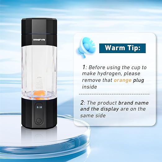 New Upgrade 10000PPB Hydrogen Water Bottle SPE/PEM Technology Seven Colorful Light Double Anti-Slip and Leak-Proof Hydrogen Water Generator with LCD Display (Black, H60)