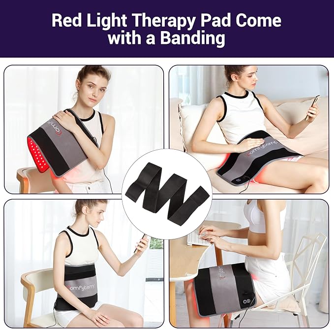 Comfytemp Red Light Therapy Pad for Body, Large Near Infrared Light Therapy Wrap with Timer, 32W Ligh Therapy Wrap with Band for Back Belly Leg Knee Thigh