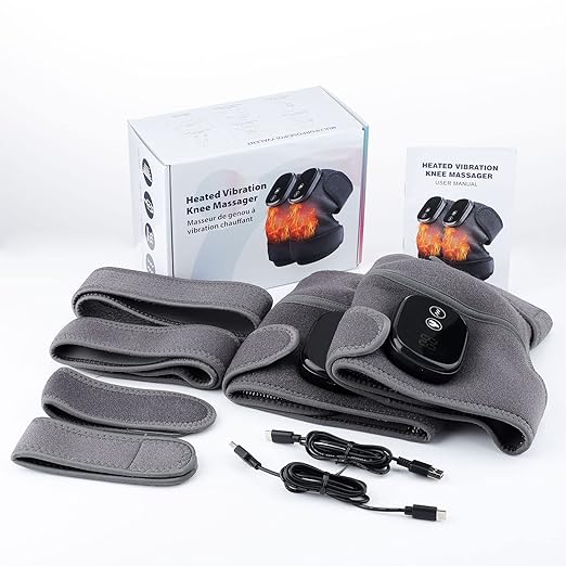 MOAJAZA Heated Knee Massager Shoulder Heating Pads Elbow Brace 3 in 1 with Vibration, Cordless Rechargeable Heating Knee Warmers Wrap for Shoulder Elbow Knee Stress Relief 2 Packs