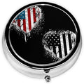 Small Pill Box, Waterproof Portable Daily Small Pill Case for Purses Pocket Compact Travel Medicine Holder for Vitamins,Fish Oils, Supplements, American Flag Love Heart