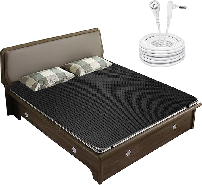 Earth Mat Grounding Pad for Bed, Conductive Carbon Leatherette Mattress Cover Pad to Improve Sleep (54 * 78 inch)
