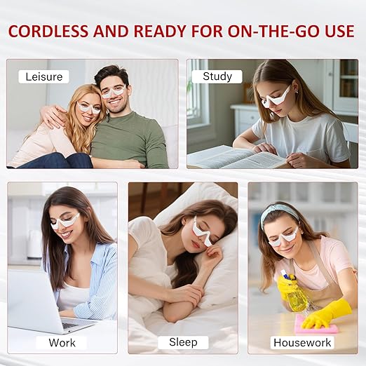 Under Eye Red Light Therapy Device,650nm Red Light Therapy for Eyes Glasses, Microcurrent Eye Massager Mask for Dark Circles, Smoother Fine Lines & Puffiness, Home Skincare